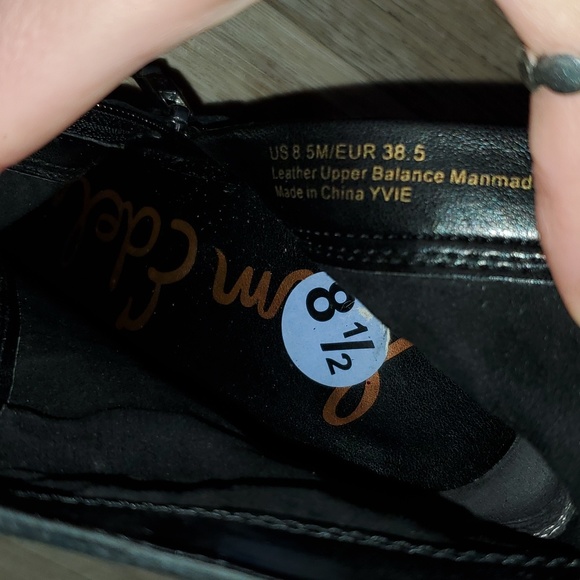 Sam Edelman leather suede black chunky laced heels - Picture 7 of 11